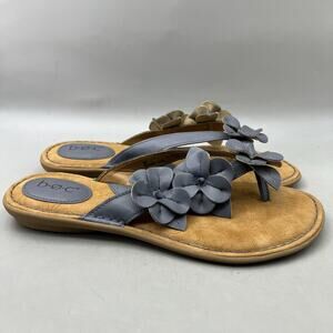B.O.C Hensley Flower Thong Flip Flop Sandals Women's 9 Gray Comfort Wedge Shoes